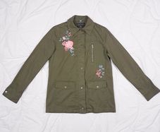 Dorothy Perkins Khaki Green Olive Floral Embroidered Utility Military Style Field Jacket 10UK/38EU