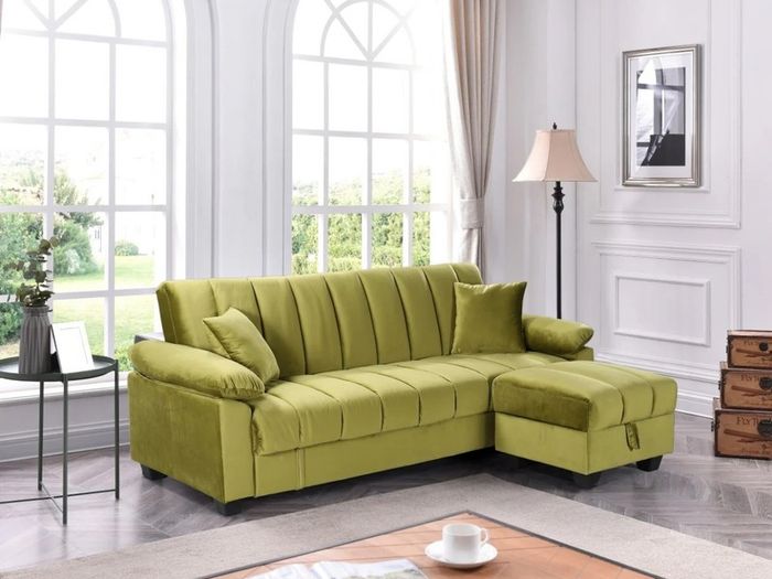 Yadhi Sofa Bed with Storage & Pouffe,Lime