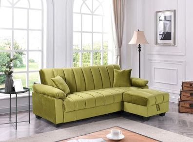 Yadhi Sofa Bed with Storage & Pouffe,Lime
