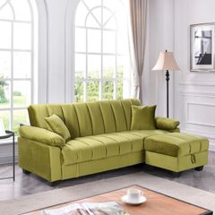 Sofa Bed with Storage & Pouffe 210cm Yadhi Lime 3-4 Seater Space Saving Ireland
