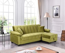 Yadhi Sofa Bed with Storage & Pouffe ,Lime
