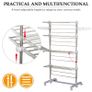 4-Layer Folding Cloth Rail, Adjustable Garment Rack with Wheels for Bedroom, Balcony, Silver Image 3