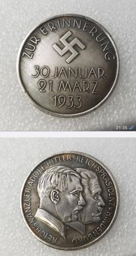 Ww2 Mark German Coin  Hitler Luftwaffe Swastika Nazi Warplane  Reichsmark