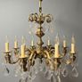 French Eight-Arm Brass & Crystal Chandelier Image 2