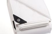 White Tarpaulin Waterproof Heavy Duty 4m / 6m Tarp with Eyelets UV Resistant Multipurpose for Outdoor 160g/m