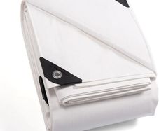 White Tarpaulin Waterproof Heavy Duty 4m / 6m Tarp with Eyelets UV Resistant Multipurpose for Outdoor 160g/m