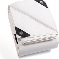 White Tarpaulin Waterproof Heavy Duty 4m / 6m Tarp with Eyelets UV Resistant Multipurpose for Outdoor 160g/m