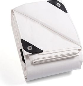 White Tarpaulin Waterproof Heavy Duty 4m / 6m Tarp with Eyelets UV Resistant Multipurpose for Outdoor 160g/m