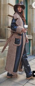 Dark brown shearling faux coat