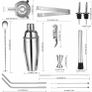 Cocktail Set,14 Piece Cocktail Making Set for Drink Mixing, Stainless Steel Bar Tool Kits with 750ml Cocktail Shaker Image 3
