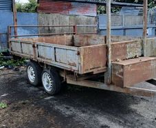 Flat steel 4.wheel 6ftby10ft trailer