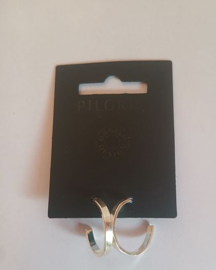 Pilgrim Danish Design Silver Tone Polished Open Hoop Earrings Minimalist New CAN POST