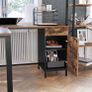 L-shaped computer desk vintage brown-black desk, L-shaped computer desk, office table with cabinet and hanging registry, 2 shelves, home office, space-saving, easy assembly, industrial design, vintage brown-black Image 2