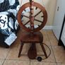 Vintage Mahogany Spinning Wheel Floor Lamp Image 6