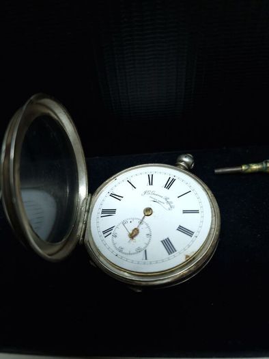 Vintage P.G. Graves Sheffield pocket watch, 935 silver case, with key