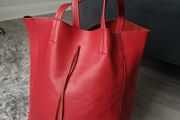 Red Leather Tote Bag