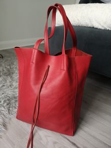 Red Leather Tote Bag
