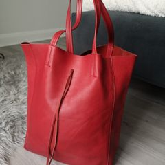 Red Leather Tote Bag