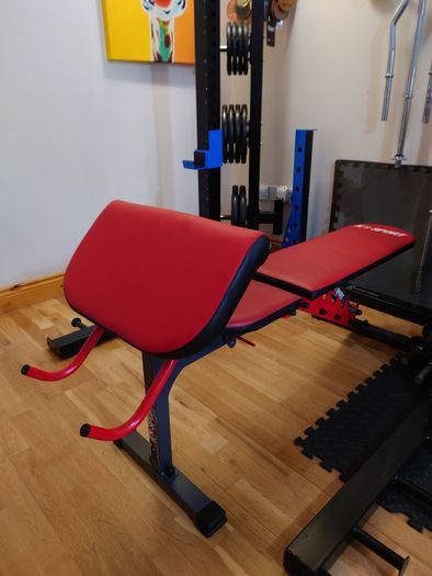 Half Rack with spotters and bench with attachments