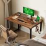 100 x 50 x 75 cm, Home Office desk, Study Writing Small Desks, Gaming Deske for Home Workstations, Industrial Design Black Desk Metal Frame, Rustic Brown Image 2