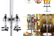 NEW 4 Bottle Rotary Stand Bar Butler Drinks Optic Dispenser Spirits Steel