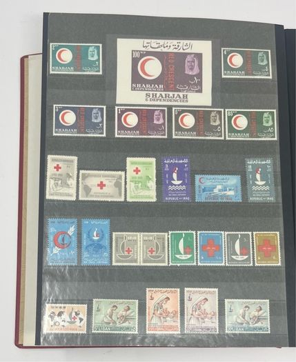 Collection: Thematic Red Cross, Malaria and For Young People stamps mainly used however some mint noted along with some miniature sheets on 28 pages