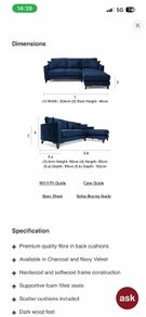Navy Velvet Couch