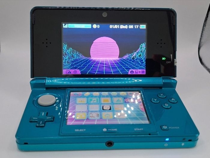 Nintendo 3DS Aqua Blue Console With Charger, SD Card, Battery & Stylus Region Free Modded