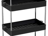 Storage Trolley 4-Tier Slide Out Storage Cart Rolling Utility Cart Storage Shelf Rack Mobile Storage Organizer Shelving for Office, Kitchen, Bedroom, Bathroom, Laundry & Dressers, Black
