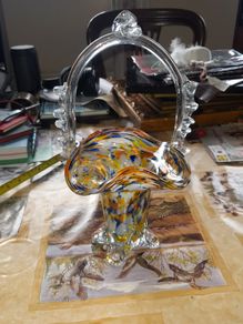 Large Old Beautiful Murano Glass Posy Basket is a stunning piece for any collector of Beautiful Old Glass