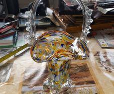 Large Old Beautiful Murano Glass Posy Basket is a stunning piece for any collector of Beautiful Old Glass