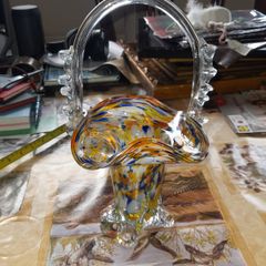 Large Old Beautiful Murano Glass Posy Basket is a stunning piece for any collector of Beautiful Old Glass