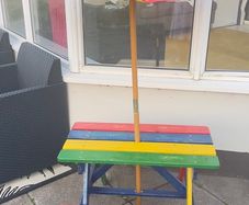 Picnic table with parasol