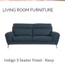 Indigo Navy 3 Seater Leather Sofa Image 2
