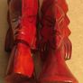 2x wooden sculptures, vintage hand carved wood busts of Fijian man and woman Image 10