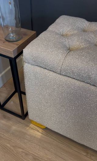 Elegance Boucle Ottoman with Storage 100x40cm  Beige