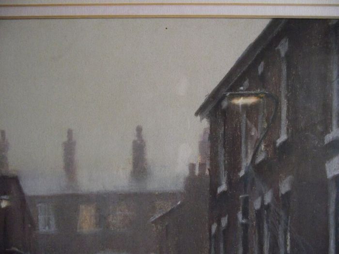 Marc Grimshaw - Original Pastel of - Children In A Rainy Street - Signed