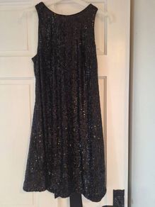 Sinead Keary sequin bow black mini dress