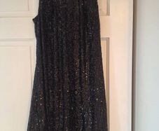 Sinead Keary sequin bow black mini dress