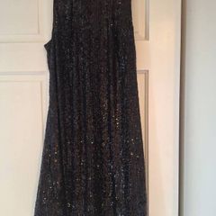 Sinead Keary sequin bow black mini dress