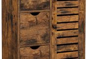 Storage Cabinet with 3 Drawers, 2 Adjustable Shelves for the Bathroom, Living Room, Kitchen, Hallway, Vintage, Brown