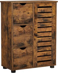 Storage Cabinet with 3 Drawers, 2 Adjustable Shelves for the Bathroom, Living Room, Kitchen, Hallway, Vintage, Brown