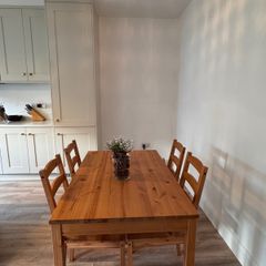 Solid Pine Wood Dining Table & 4 Chairs