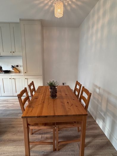 Solid Pine Wood Dining Table & 4 Chairs