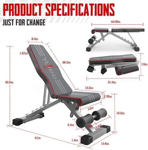 Weight Bench, 660LB/300KG Adjustable Foldable Strength Training Bench, Utility Incline Decline Bench for Full Body Workout- Integrated Structure Updated