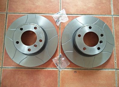 BMW E39 Front Grooved Brake Discs BREMBO 296mm UV Coated, High Carbone