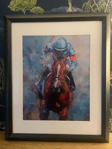 Large horse and jockey picture  50cm x 60cm.