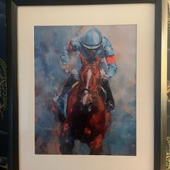 Large horse and jockey picture  50cm x 60cm.