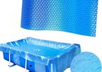 Rectangular pool cover, protective cover, swimming pool solar tarpaulins, bubble wrap, swimming pool insulation film, thicker and more durable, dust and leaf repellent, can be cut to size, blue