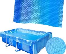 Rectangular pool cover, protective cover, swimming pool solar tarpaulins, bubble wrap, swimming pool insulation film, thicker and more durable, dust and leaf repellent, can be cut to size, blue